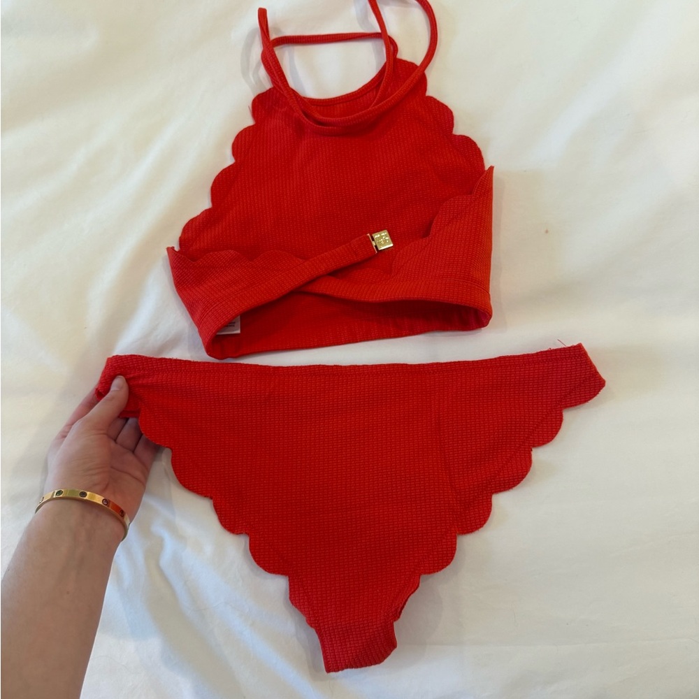 Marysia Swim Red Scalloped Bikini Set - Picture 2 of 3